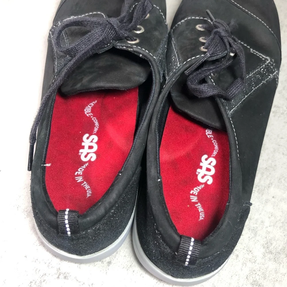 SAS Black Lace-Up Women's Sneakers with White Sole - Picture 11 of 11